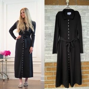 APPARALEL KNIT BUTTON DOWN MAXI DRESS IN BLACK XXL